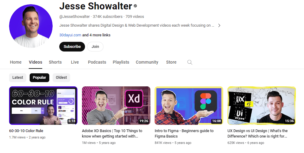 Jesse Showalter, 7 Best YouTube Channels To Learn UI and UX Design